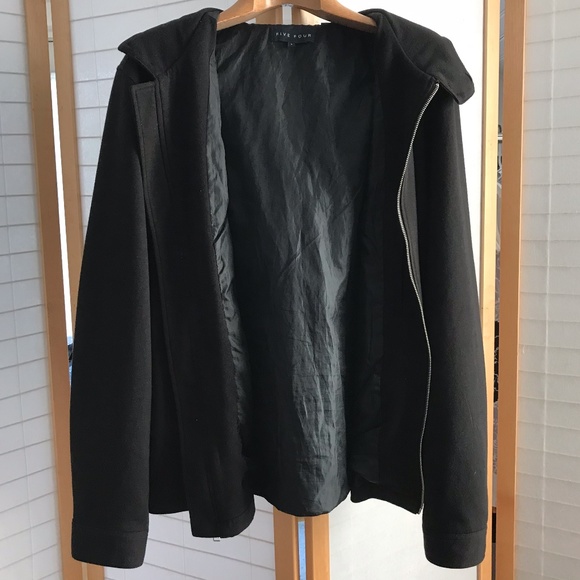 Five Four Sz L Shacket zip front "Caulfield Jacket" black hooded jacket - Picture 4 of 8